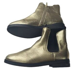 ZARA GOLD METALLIC BOOTS BOOTIES Sz Euro 39 US 8.5/9 Ladies Chelsea‎ Boots Y2K